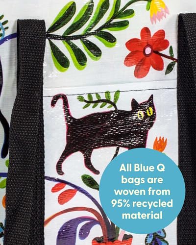 Blue Q Reusable Shoulder Tote Bag - Carry Everywhere Bag with Hefty Zipper - color: Black Cat