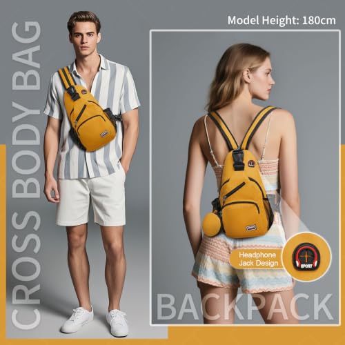 Small Sling Bag with Coin Pocket Fits for 7.9" Tablet, Yellow - color: Yellow, size: Small