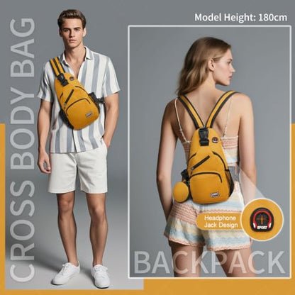 Small Sling Bag with Coin Pocket Fits for 7.9" Tablet, Yellow - color: Yellow, size: Small