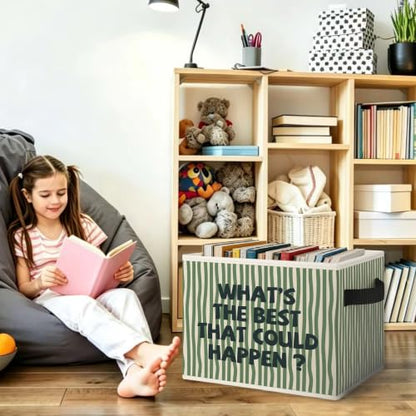 Inspirational Striped Storage Bins Box Collapsible Basket - color: Color05