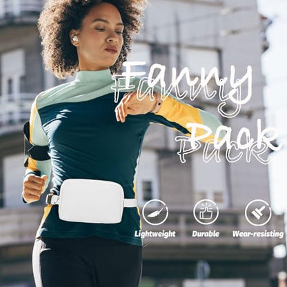 Fanny Pack for Women and Men, 1L Mini Nylon Belt Bag, White - color: White
