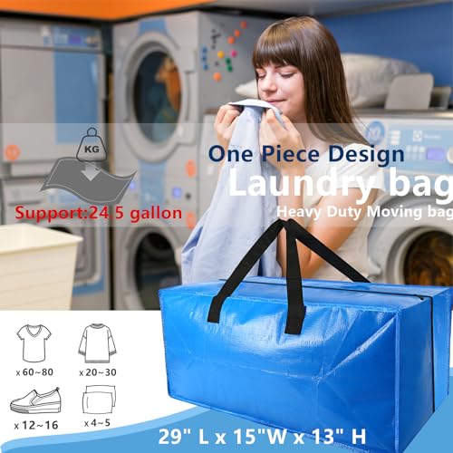 Heavy Duty Extra Large Blue Moving Bags with Strong Zipper Backpack Handles - color: Blue, size: 8 Pack