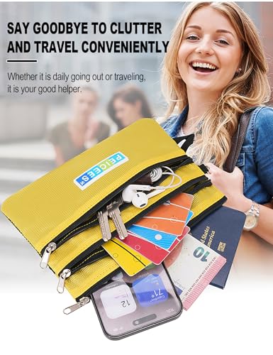 Peicees World Travel Essentials Currency and Passport Organizers Cash Cards Tickets Holder RFID Blocking Wallet, Yellow - color: Yellow
