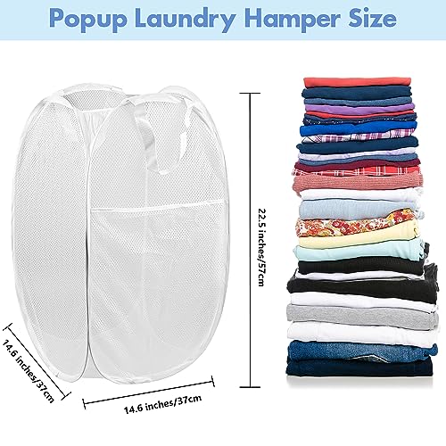 2 Pack Pop Up Laundry Hampers, 70 L Collapsible Foldable Mesh Basket, White - color: 2 PCS White