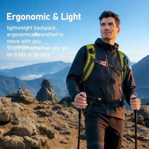 22L Lightweight Hiking Daypack with Waist Pocket Biking Skiing Travel - color: Lime