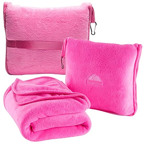 BlueHills Premium Soft Travel Blanket Pillow 2-in-1 Combo Plane Cute - Pink - color: Pink-1pk-t004