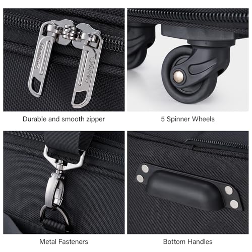 Hanke Expandable Collapsible Luggage with Wheels, Black Upgrade Version 2, 98L, Water-Resistant, 5 Spinner Wheels, 3 Pockets, Polyester, 19x13x27.2 inches, 6.1lb, Carry-On Luggage, Travel, Vacation - color: Black-1