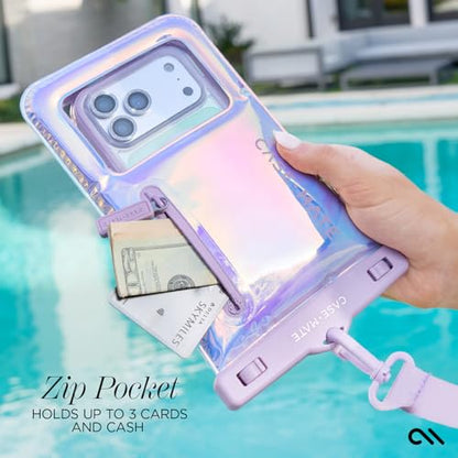 Case-Mate Soap Bubble IP68 Waterproof Large Phone Pouch - Iridescent - color: Iridescent w/ Zip Pocket