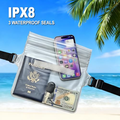 Waterproof Fanny Pack, Dry Bag Phone Pouch for Beach Swimming Kayaking - color: Clear+Clear