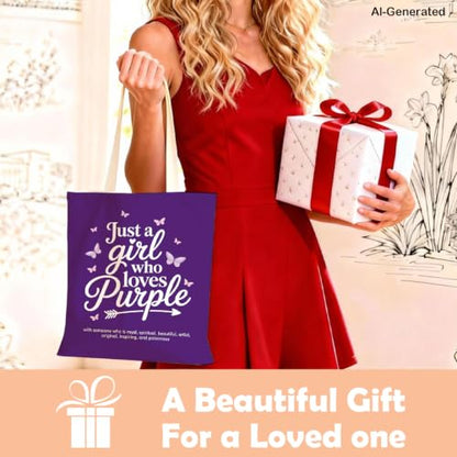 Funny Tote Bag, Canvas Reusable Carryall for Shopping Trip Commute - color: Purple 02