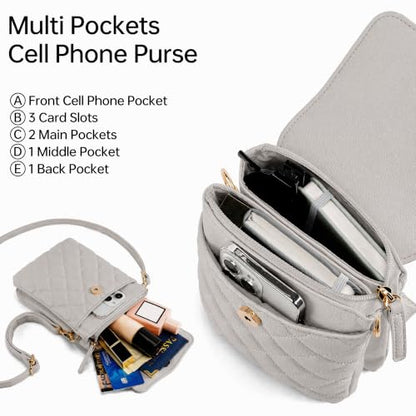 RFID Small Crossbody Bags for Women Cell Phone Purse for Travel - color: Grey