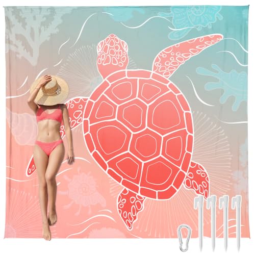 AlphaBeing Beach Blanket Waterproof Sandproof, Extra Large Beach Mat - color: Sea Turtle, size: 79“×83”