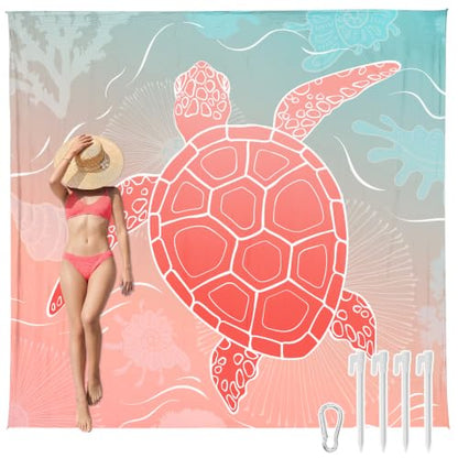 AlphaBeing Beach Blanket Waterproof Sandproof, Extra Large Beach Mat - color: Sea Turtle, size: 79“×83”