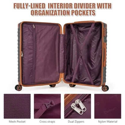 Cosbarn Luggage Sets 5 Pcs Suitcases with Wheels, 20"/24"/28",Gray - color: Gray, size: 5 Piece Sets (20/24/28/Db/Tb)