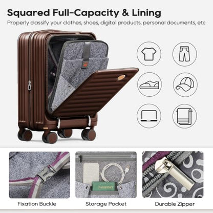Joyway Expandable Carry On Luggage Sets with Front Pocket, Coffee - color: Coffee, size: 3 Piece Sets (20/DB/TB)