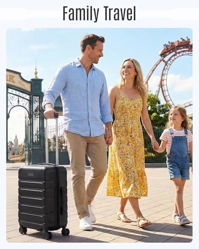 LIGHT FLIGHT Carry On Luggage 22x14x9 Airline Approved Suitcase,Black - color: Black