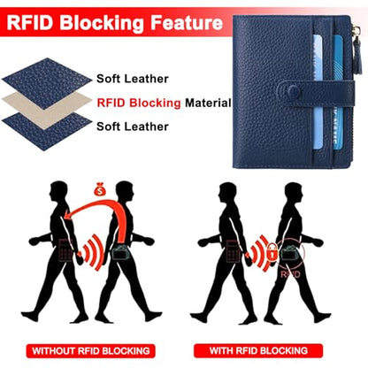 FALAN MULE Small Wallets for Women RFID Blocking Leather Womens Wallet - color: AD-Royal Blue
