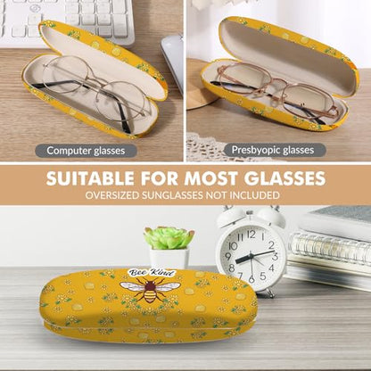 Glasses Case Hard Shell,Portable Protective Eyeglasses Case, Eyeglass Holder Box with Cleaning Cloth,for Women Men - color: Bees