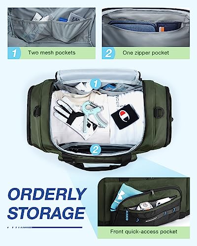 BAGSMART 4-IN-1 Gym Bag for Women Men, TSA Duffle Bag for Travel - color: Green