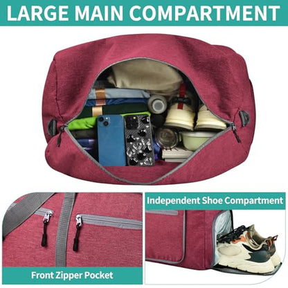 Dimayar 40L Foldable Duffle Bag, Travel & Weekender, Overnight, Gym - color: Red, size: 40L