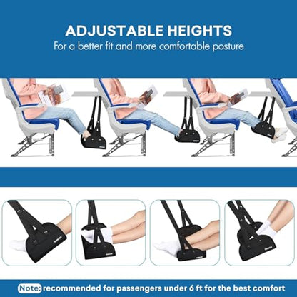 2 Pack Foot Hammock for Plane Travel, Airplane Trip Footrest, Black - color: 2 Pcs Black