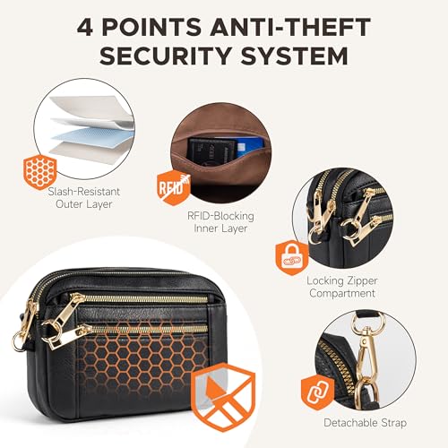 Anti Theft Crossbody Bag for Women, Slash-resistant RFID Blocking Travel Purses, Small Shoulder Bag Handbag