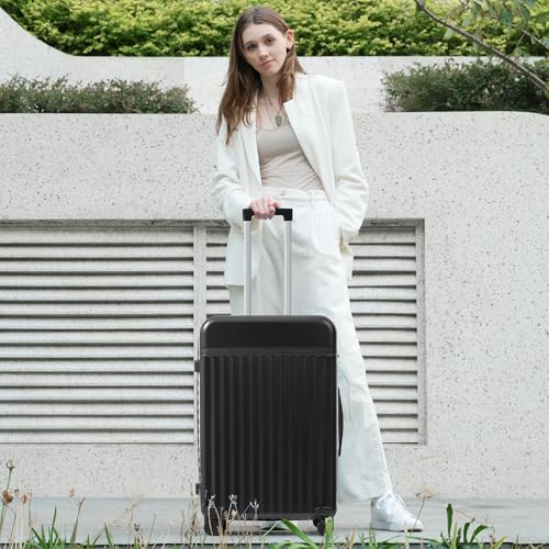 Merax Luggage Sets 2 Piece Front Opening, Hardside 20/24 IN Suitcase - color: Black, style: Luggage Set With Top Open 20