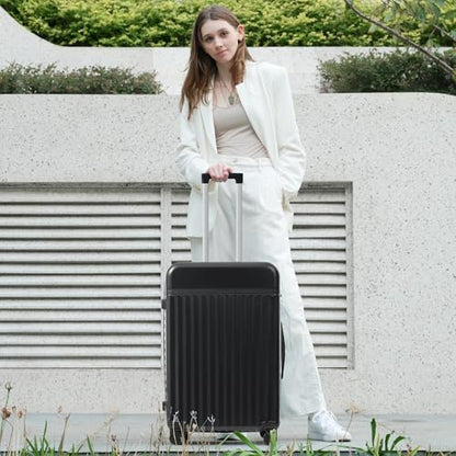 Merax Luggage Sets 2 Piece Front Opening, Hardside 20/24 IN Suitcase - color: Black, style: Luggage Set With Top Open 20