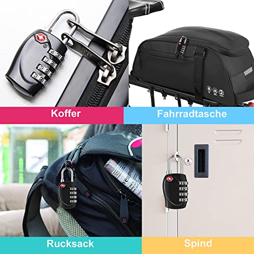 ZHEGE Luggage Locks TSA Approved, Zipper Locks for Suitcase (Black, 2 Pack) - color: Black, 2P