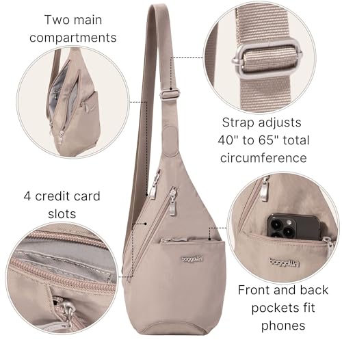 Baggallini Mini Sling - 12x7 Sling Crossbody Bag Backpack with Adjustable Shoulder Strap - color: Moonrock