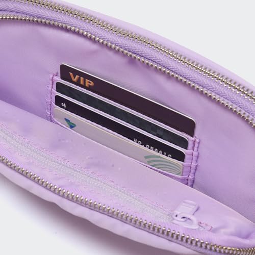 Pander Nylon Fanny Pack Belt Bag for Women with 5 Zipper Pockets - color: Lilac Purple