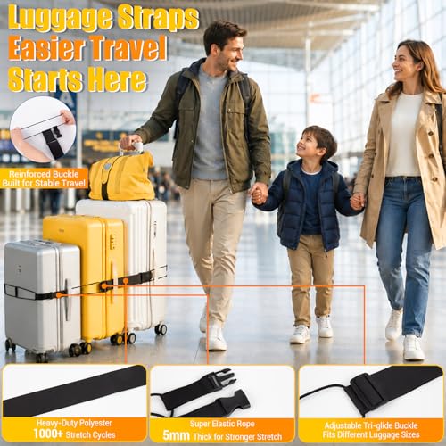 Luggage Straps Suitcases, Adjustable 3 PCS (1 Long + 2 Short) Storage Bag