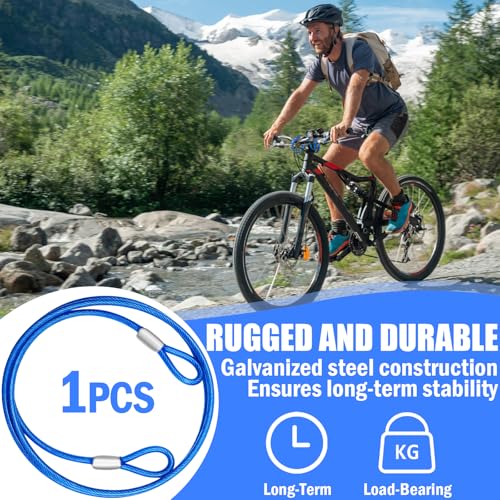 4.7mm(3/16") Steel Security Cable with Loops, Bike Lock Cable, 1Pack - color: Blue, size: 30FT-(1Pack)