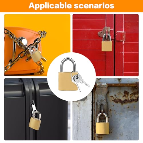 12 Pcs Mini Suitcase Locks with Different Keys Small Keyed Padlocks - color: Gold, size: 20MM-12PCS