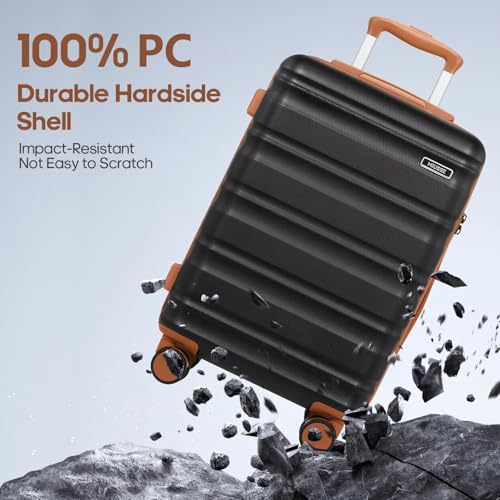 7 Piece luggage sets with YKK Zipper 20/24/28" with Backpack - color: Black, size: 7 piece set (20/24/28inch)