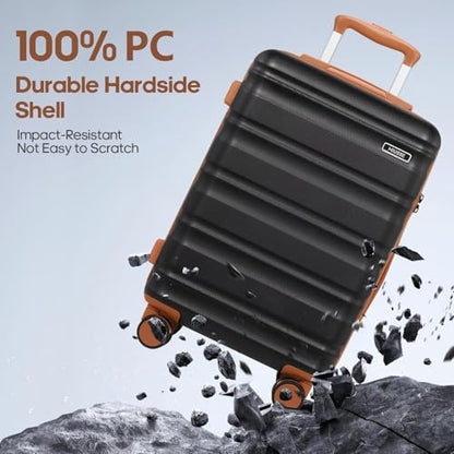 7 Piece luggage sets with YKK Zipper 20/24/28" with Backpack - color: Black, size: 7 piece set (20/24/28inch)