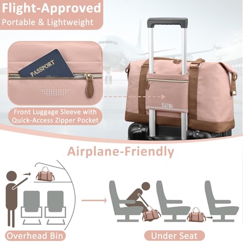 ELONGRIVER Women Travel Duffle Bags, Weekender Overnight Bag, Hospital Bag - color: Pink, size: Large