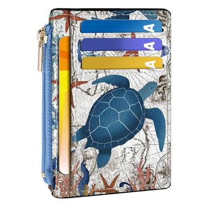 Tipmile Womens Credit Card Holder Wallet, Small Slim RFID Blocking Sleeve - color: Sea Turtle