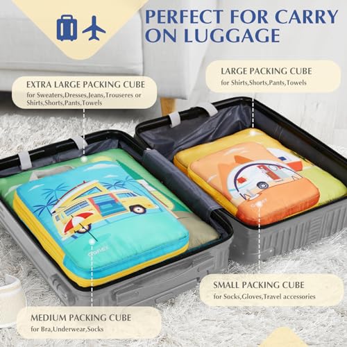 Gonex 4-Piece Compression Packing Cubes, Expandable Travel Organizers - color: RV, size: 4 Set
