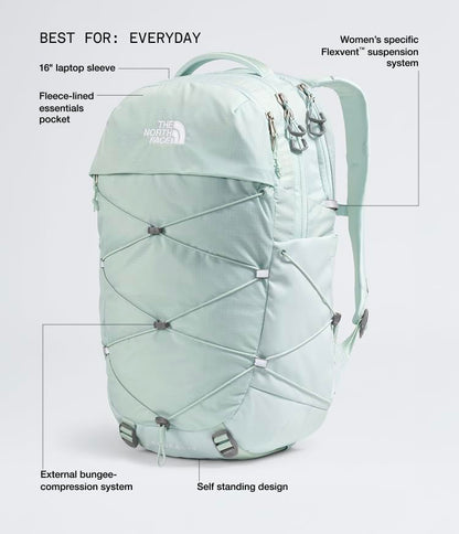 The North Face Women's Borealis Backpack, Opal Frost, OSFA | Everyday Travel Bag, Laptop Sleeve, Reflective Details, Laptop Sleeve - color: Opal Frost