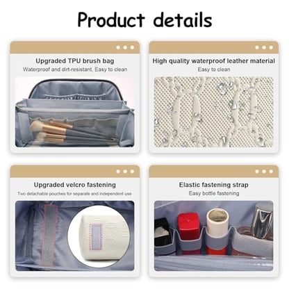 BOYATU Travel Makeup Bag Cosmetic Bags for Women: 3-Piece Makeup Bag Set - color: G-2-White