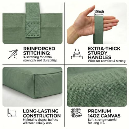 Extra Large Canvas Tote Bag - color: 03-zipper-pocket-green