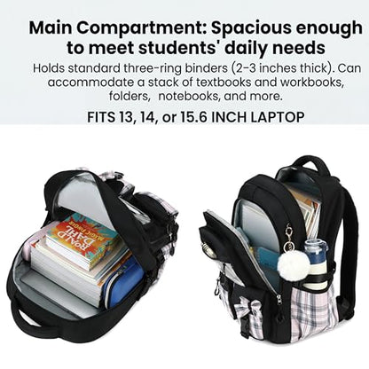 PiPiCat Backpack for Girls 4 in 1 Back to School Bookbag - color: K4 Butterfly Black