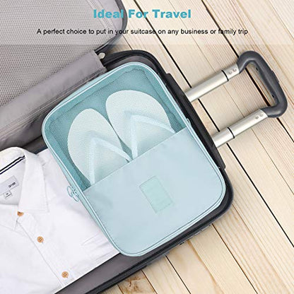 Mossio Shoe Bag Holds 3 Pair of Shoes for Travel and Daily Use Storage Pouch - color: Blue Flower