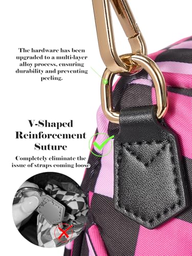 Checkered Crossbody Bag Bum Bag for Women,Spacious Fanny Packs Belt Bag - color: Black Rose Checkered