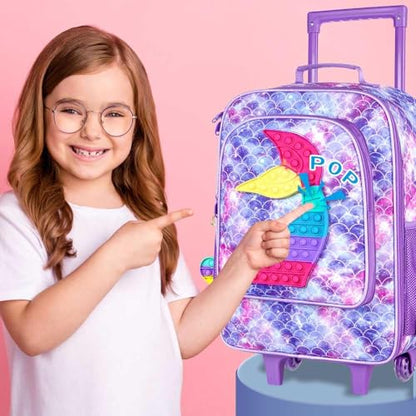 CCJPX Kids Luggage for Girls, 18" Carry on Suitcase with Wheels Mermaid - color: Purple-02