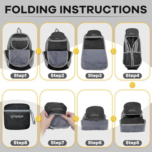 ZOMAKE Lightweight Packable Backpack, 10L Small Foldable Daypack for Hiking - color: Black A2, size: 10L