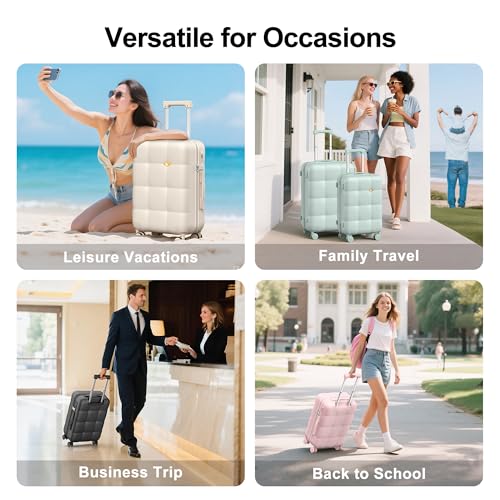MGB Carry On Luggage 22x14x9 Airline Approved, Suitcases with Wheels, Cream - color: Cream, size: Carry-On 20 Inch