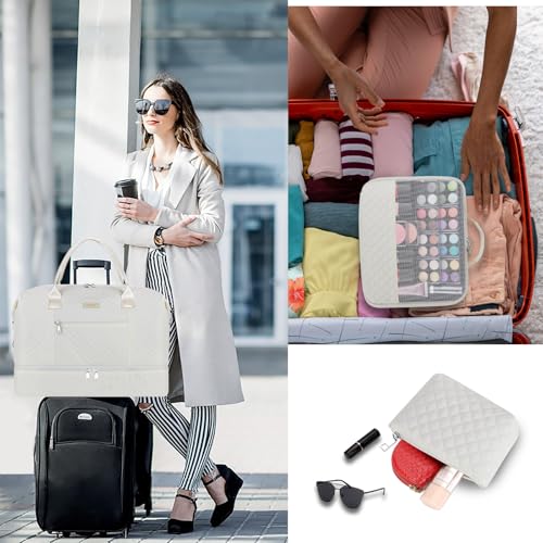ITIEZY 여성용 위켄더 백 54.6cm(21.5인치) 여행용 더플 라지 휴대용 가방 3개 - color: 9A-오프 화이트