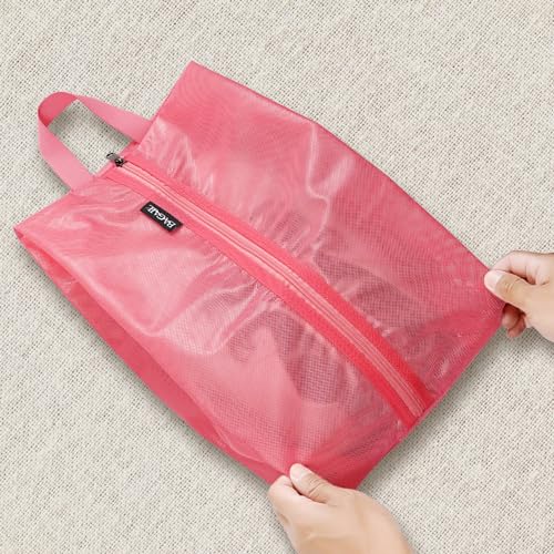 Bagail Shoe Bags for Travel,2 Set Shoe Bag for Storage in Closet,Transparent Shoe Packing Organizers with YKK Zipper (L 17"x10"x5", Coral 2pcs) | 17x10x5in,Fits Women’s US 5-12,Fits Men’s US 6-16,Visible Mesh,YKK Zipper,TPU Water Resistant Lining,Portable